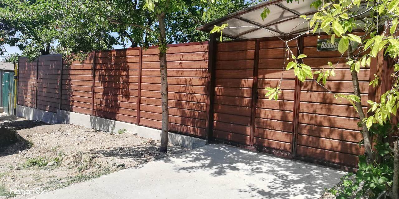 Забор из металлосайдинга ЕВРО-БРУС Каштан фото4 в Туркестане