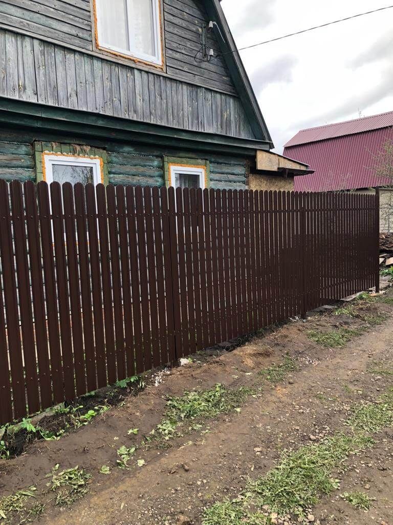 Забор из штакетника ЭКО-М 22м RAL8017/8017 Шоколад двусторонний в Туркестане