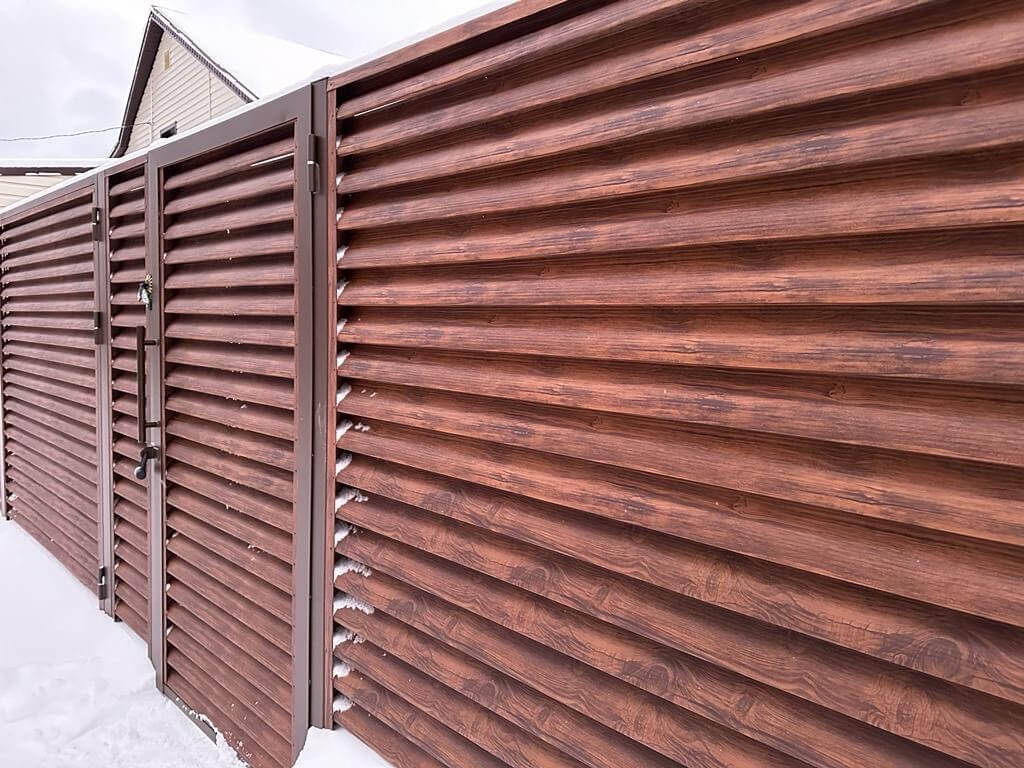 Забор-жалюзи из ламелей еврожалюзи 43м Каштан Printech фото 1 в Туркестане