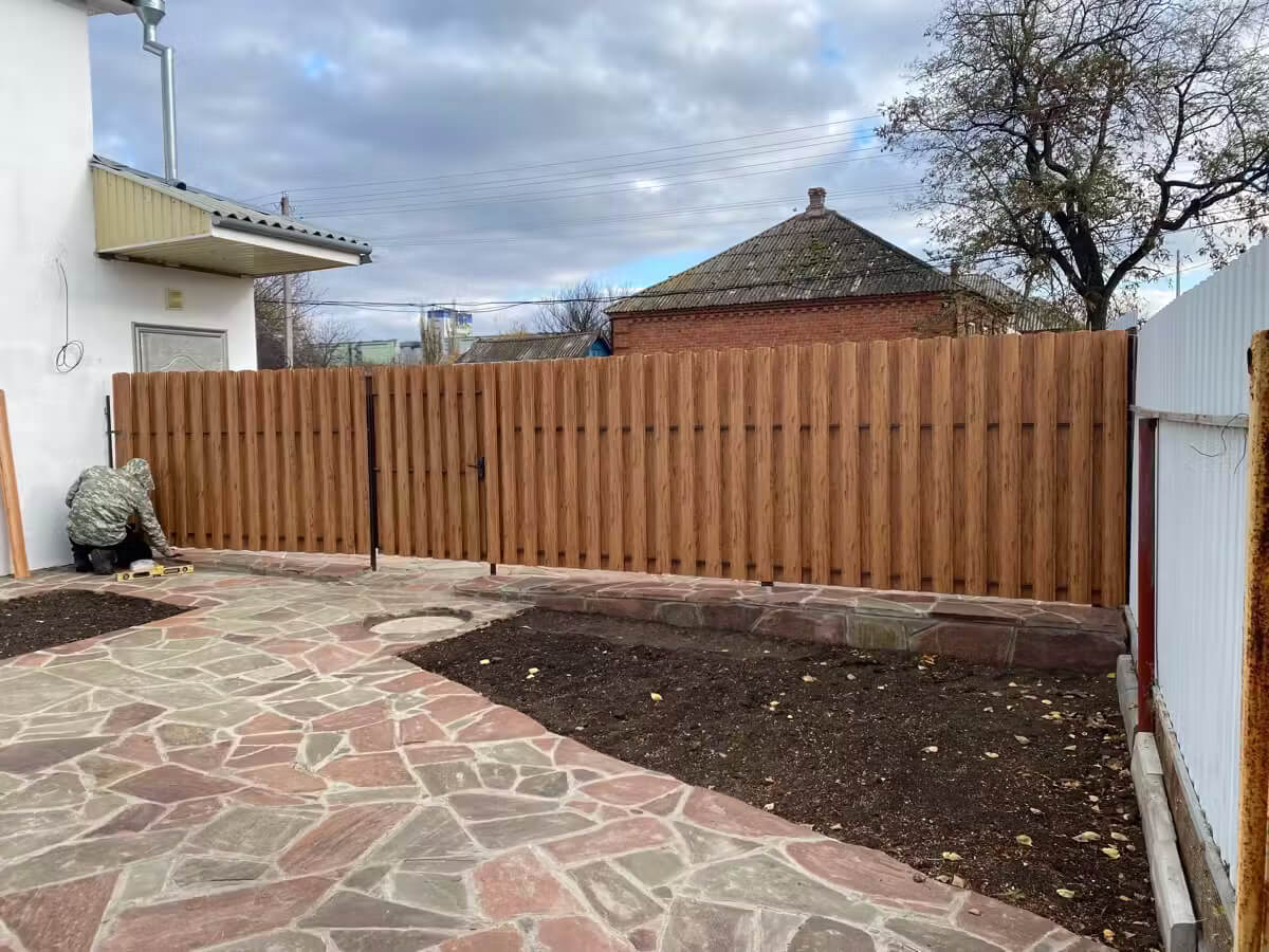 Забор из евроштакетника 7м Кипарис 2хPrintech двусторонний в Туркестане