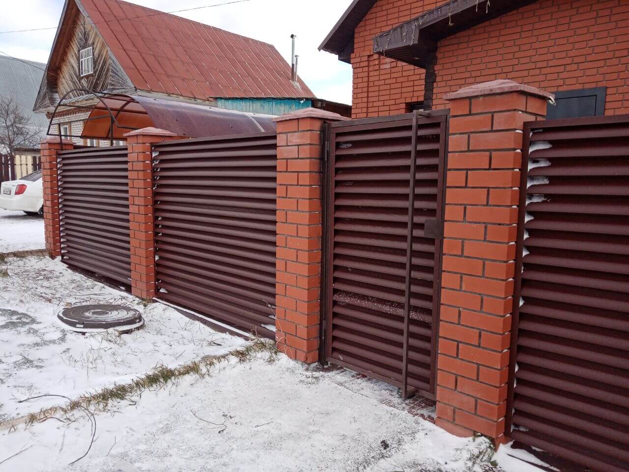 Забор из ламелей еврожалюзи 12м RAL8017/8017 Шоколад двусторонний МАТТЕ фото 2 в Туркестане