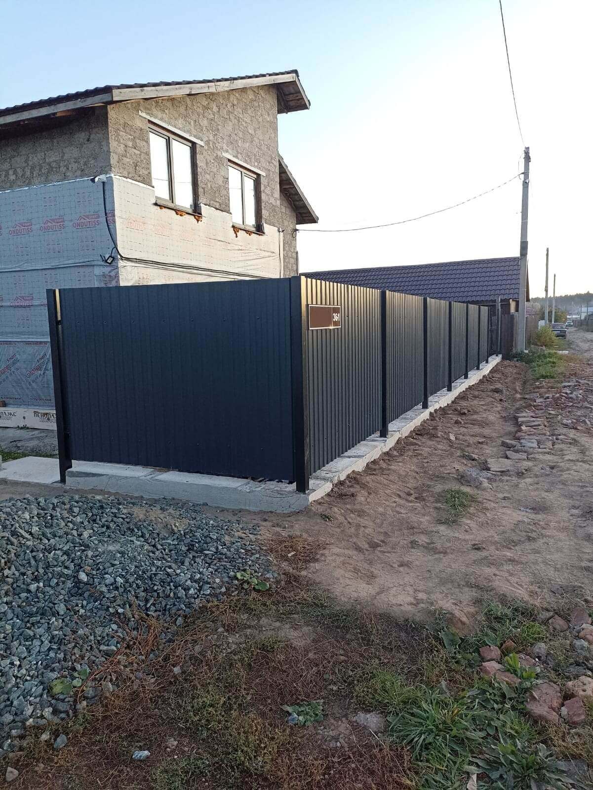 Забор из профнастила НС-10 15м RAL7024/7024 Серый Графит двусторонний фото 3 в Туркестане